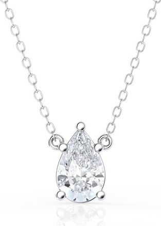 Grown Brilliance 1 Carat Pear Lab Grown Diamond Pendant Necklace in Sterling Silver