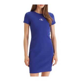 Calvin Klein Lv 047F241Gc 8X Jurk - Dames - Korte kleedjes - Blauw - M - Kleedjes