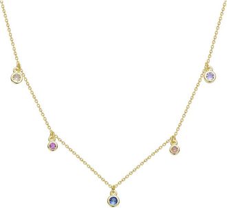 Rachel Glauber 14K Plated Cz Charm Necklace