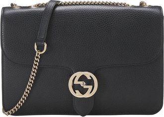 Gucci Black Leather Interlocking Crossbody Large (Authentic Pre-Loved)
