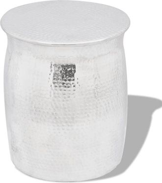 vidaXL Vidaxl - Taburete/mesita de centro de aluminio martillado plateado