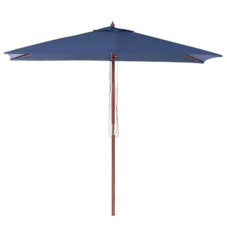 Beliani Sombrilla De Jard&iacute;n Tela Azul Marino Madera De Abedul 244 Cm Resistente A La Intemperie Flamenco
