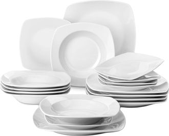 OEM Juego De Vajilla De Porcelana Cer&aacute;mica, Servicio Para 6 Personas, Plato Llano De 24 Cm, Plato De Postre De 16,5 Cm, Plato Hondo De 20 Cm, Certificado 