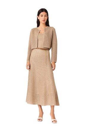 Maje Rhinestone knit cardigan in Nude at Nordstrom, Size X-Small