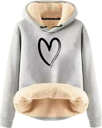 Generic Fleece Hoodie Women UK Teddy Fleece Lined Hoodie Super Soft Warm Tops Oversized Hoodies Comfortable Sweatshirt Thick Thermal Hooded Jumper Sweater Out