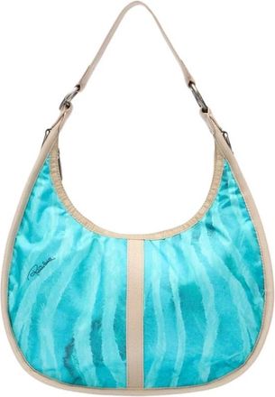 Roberto Cavalli Medium Bologna Tas Met Print - Dames - Schoudertassen - Blauw - ONE Size - Polyester - Tassen