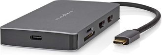 Nedis Adaptador De Multiples Puertos Usb Usb 32 Gen 1 Usb C Macho Micro Sd Rj45 Hembra Sd Usb C Hembra 2x Hdmi 2x Usb A Hembra 5 Gbps 020 M Redondo Chapado 