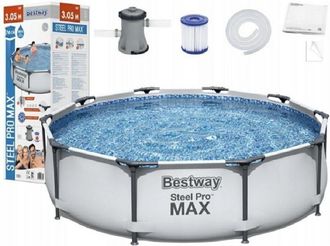 Trade Shop Trade Shop - Set Piscina Fuori Terra Rotonda Steel Pro Max 366x76cm 6473lt Pompa Filtro 56416