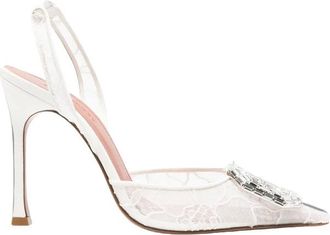 Amina Muaddi Camelia Lace Pump 105 - - Shoes - Donna - Bianco - 38 1/2 EU