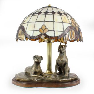 OEM Boxer, Boxer - L&aacute;mpara Con Pantalla De Cristal De Colores, L&aacute;mpara De Mesa Con Figura De Perro, Dise&ntilde;o Interior Retro De Art-dog