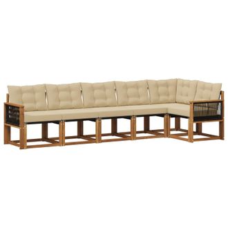 vidaXL Conjunto De Sof&aacute;s De Exterior Con Coj&iacute;n 6 Pcs Natural Y Beige Vidaxl