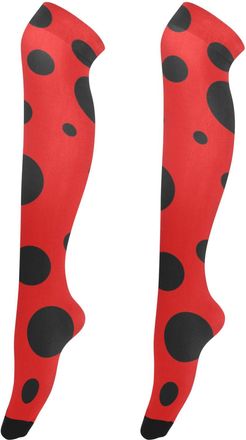 Generic Ladybug Black Spots Red Thigh Highs Stockings Women Fun Long Socks over Knee Accessories for Girls Socks, Ladybug Black Spots Red, M