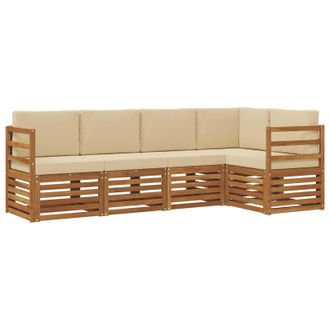 vidaXL Conjunto De Sof&aacute; Seccional Con Coj&iacute;n 5 Pcs Natural Y Beige Vidaxl
