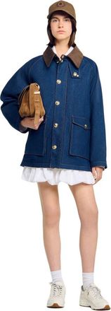 Sandro Denim workwear jacket in Blue Jean at Nordstrom, Size 36 Eu