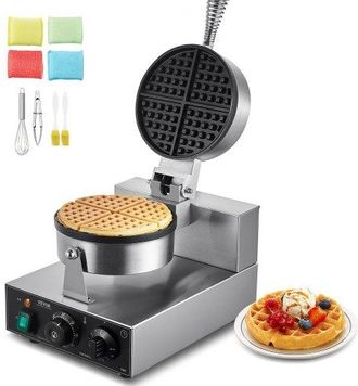 OEM M&aacute;quina Para Hacer Gofres Redondos 1230 W, De Acero Inoxidable Antiadherente, Con Control De Temperatura Y Tiempo, Asa, Para Restaurantes, Panader&iacute;as,
