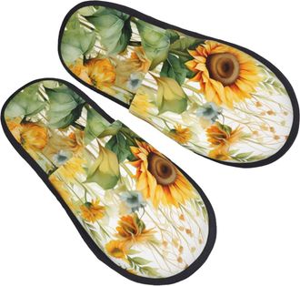 Generic Cotton Slippers Sunflower And Corn Soft Slippers Portable Indoor Shoes For Holiday Hotel Room M