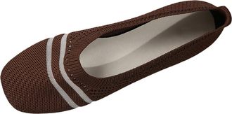 Generic Flat Shoes for Women Knit Ballet Flats Stylish Breathable Lightweight Comfortable Casual Slip On Dressy Shoes Work Office Leisure Coffee