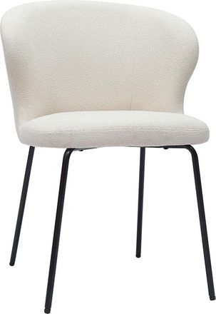 Miliboo Silla De Dise&ntilde;o En Tejido Borreguillo Blanco Y Metal Negro Yda
