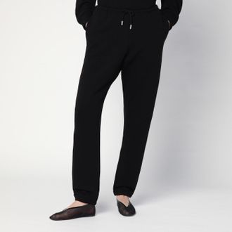 The Row Pantalone Teo nero in cotone e cashmere