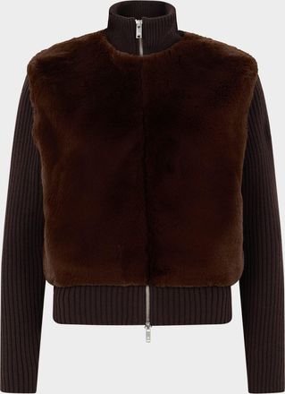Moose Knuckles Dua Bunny Faux Fur Sweater Jacket