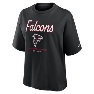 Nike Atlanta Falcons Essential Script Boxy Nike Womens NFL T-Shirt in Black | 01CM00A96-TGS