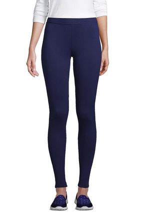 Lands End High Rise Serious Sweats Fleece Lined Pocket Leggings in Deep Sea Navy at Nordstrom, Size X-Small Short