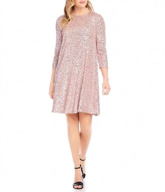 Karen Kane Sequin Swing Dress In Pink