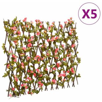 vidaXL Enrejado Expansible Hiedra Artificial Rosa 5 Uds 180x60 Cm Vidaxl