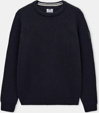 Weekend Offender Mens Weekend Offender Morello Rib Crew Knit Sweat in Navy