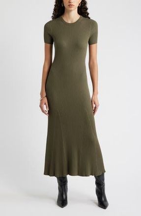 Nordstrom Rib Knit Dress in Olive Sarma at Nordstrom Rack, Size Xx-Large