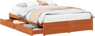 vidaXL Estructura De Cama 3 Pcs Marr&oacute;n Cera Madera De Pino Macizo Vidaxl