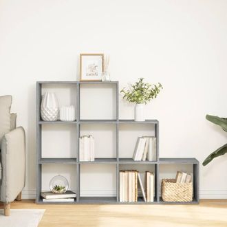 Berkfield Home Room Divider Bookcase 4-Tier Sonoma Oak 143.5x29x143.5 cm Wood in Grey