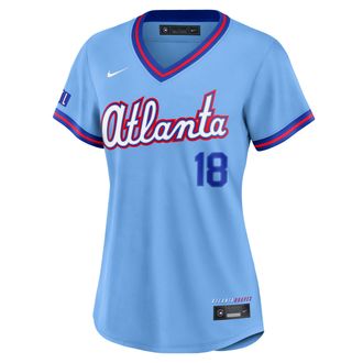 Nike Mike Yastrzemski Atlanta Braves City Connect Nike Womens MLB Stadium Jersey in Blue | RW260H0LAW9-PKX
