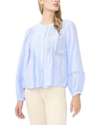 Vince Camuto Crewneck Pleated Front Top