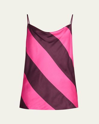 Dries Van Noten Cowl-Neck Paneled Satin Tank Top