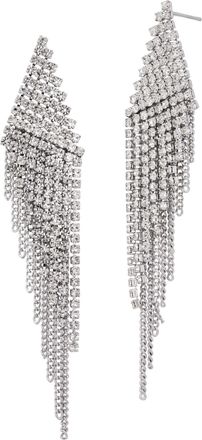 Savvy Cie Jewels RHODIUM PLATED WHITE CZ CHANDELIER EARRINGS