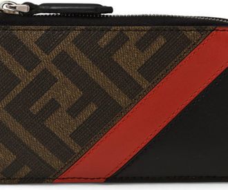 Fendi Black Red Color Pvc Coated Canvas Leather Coin Purse/Coin Case (Pre-Owned)