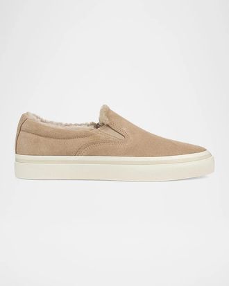 Vince Blair Suede & Shearling Slip-On Sneakers