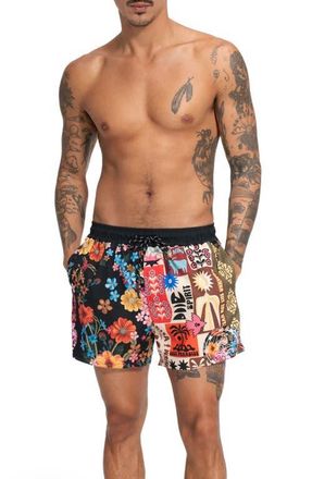 Agua Bendita Cassius Swim Trunks in Black Multi at Nordstrom, Size 32
