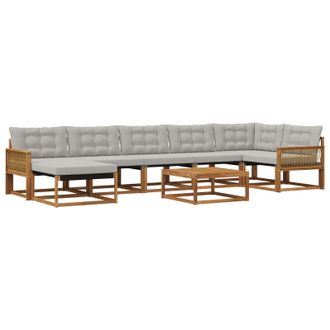 vidaXL Conjunto De Sof&aacute;s De Exterior 8 Pcs Natural Y Gris Claro Vidaxl