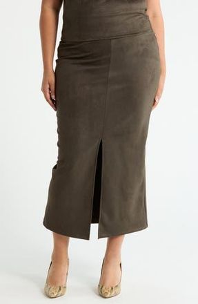 Renee C Faux Suede Midi Skirt in Olive at Nordstrom Rack, Size 1 X