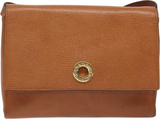 Celine Logo Du Cercle Brown Leather Shoulder Bag (Pre-Owned)