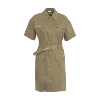 Liu Jo Shirt Dresses, female, Green, Size: S Green Shirt Dress with Waist Belt