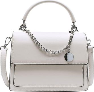 Generic Top Handle Crossbody Bag for Women Small Leather Satchel Handbags Fashion Shoulder Bag Flap Top Handle Purses (White)