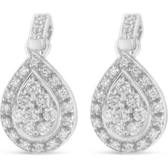 House of Brilliance 10k White Gold Round Diamond Earrings at Nordstrom