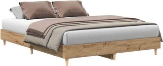 vidaXL Bed Frame No Mattress Artisan Oak 140x200 cm Engineered Wood Vidaxl