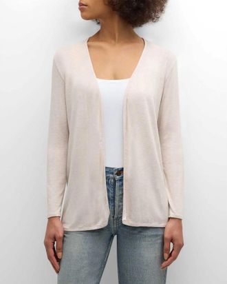 Majestic Filatures Soft Touch Open Cardigan In Ecru Chine