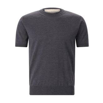 Valentino Tops, Heren, Grijs, L, Wol, T-shirts
