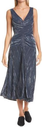 Vince Ruched Textured Velvet Sleeveless Dress in Azure at Nordstrom Rack, Size 2