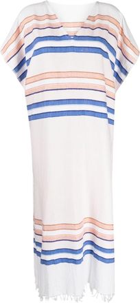 Lemlem horizontal-stripe print kaftan dress - women - Cotton/Acrylic - One Size - White